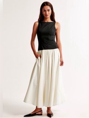 Abercrombie & Fitch Black Cream Colorblock Maxi Skirt dress